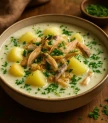 Kartupeļu zupa ar kūpinātām zivīm