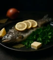 Vārīta forele ar citronu un zaļumiem