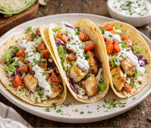 Zivju tacos ar jogurta mērci