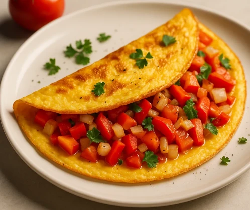 Ātra omlete ar dārzeņiem