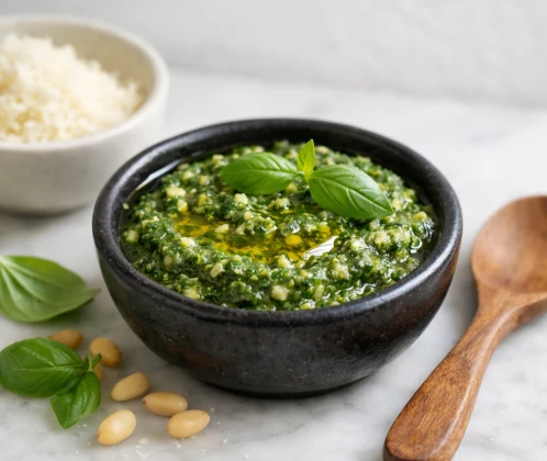Bazilika un priežu riekstu mērce (pesto)