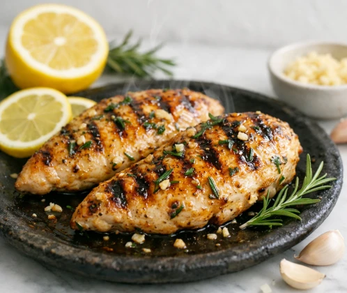 Grillēta vistas fileja ar citronu un rozmarīnu