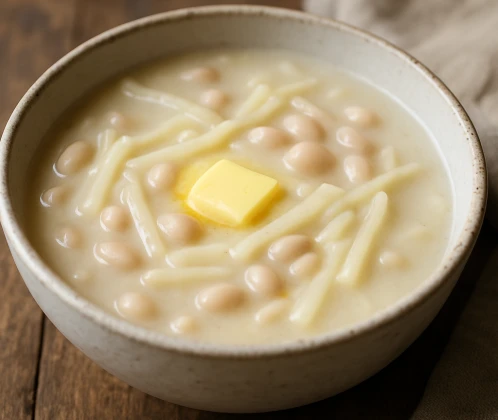 Kartupeļu un pupiņu piena zupa