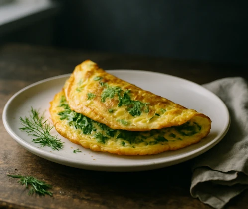 Zaļumu omlete ar dillēm un pētersīļiem