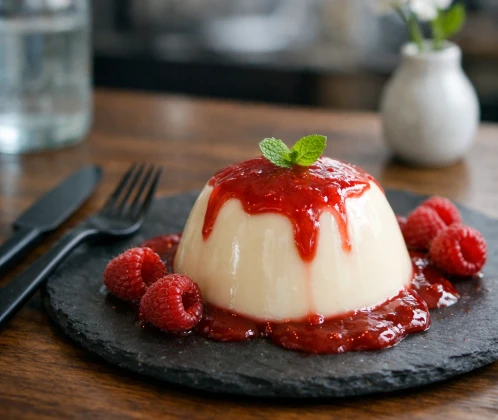 Panna cotta ar avenu mērci