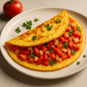 Ātra omlete ar dārzeņiem