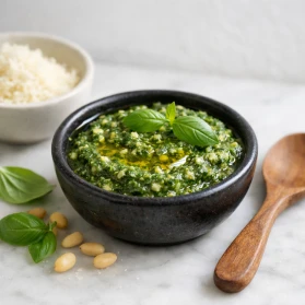 Bazilika un priežu riekstu mērce (pesto)