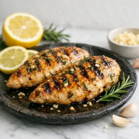 Grillēta vistas fileja ar citronu un rozmarīnu