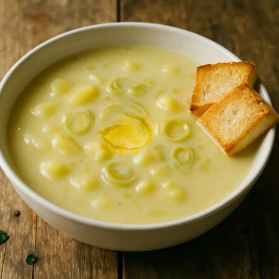Kartupeļu piena zupa ar puraviem