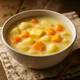 Kartupeļu un ķirbju piena zupa