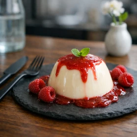 Panna cotta ar avenu mērci